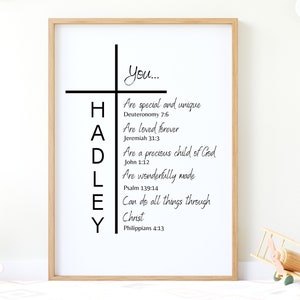 Personalised Christian Affirmations Print custom name scripture affirmations print baby shower gift catholic girl boy nursery bible verse