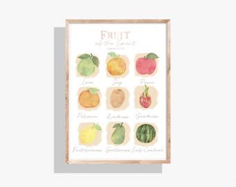 Fruit of the Spirit Wall Art, Fruits of the Spirit Prints, Bible Verse Print, Galatians 5, Galatians 5 22, Bible Wall Art, Scripture Print