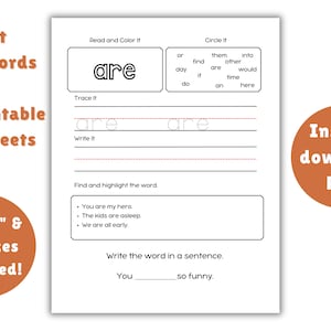 Sight Word Bundle, sight words Printable, 1st Grade, Learning to Read worksheet Homeschool Classroom Montessori, Sight Word Practice