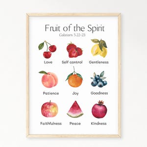 Fruit of the Spirit, Scripture Wall Art, Christian Home Decor, Scripture Print, Galatians 5 Verse, Bible Verse Wall Art, Sunday School Art