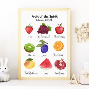 Fruit of the Spirit Wall Art, Bible Verse Print, Christian Playroom Art ...