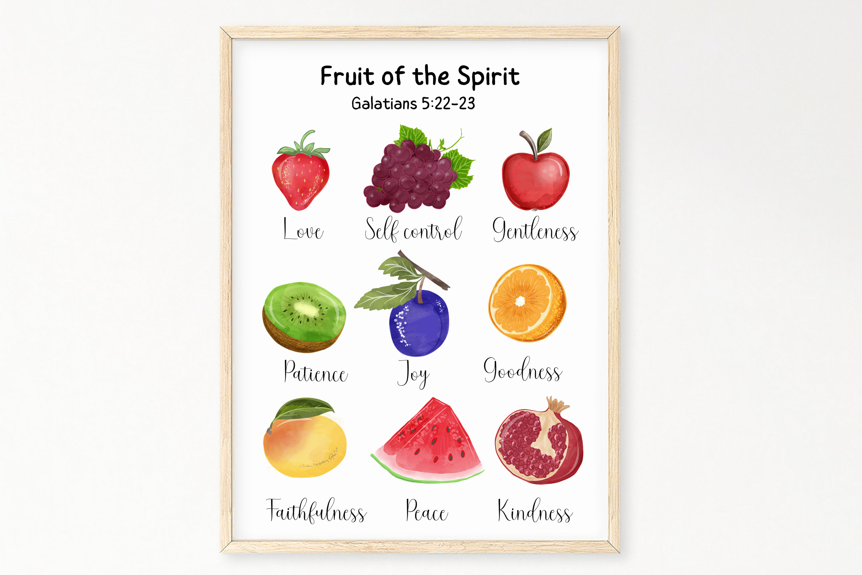 Fruit of the Spirit Wall Art, Bible Verse Print, Christian Playroom Art ...