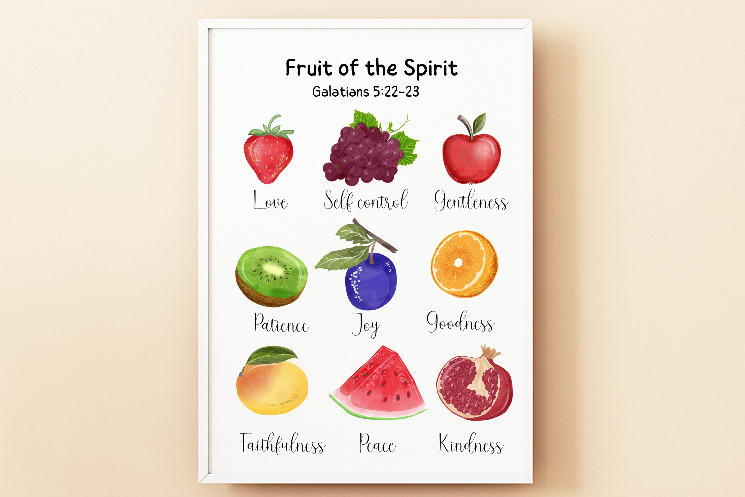 Fruit of the Spirit Wall Art, Bible Verse Print, Christian Playroom Art ...