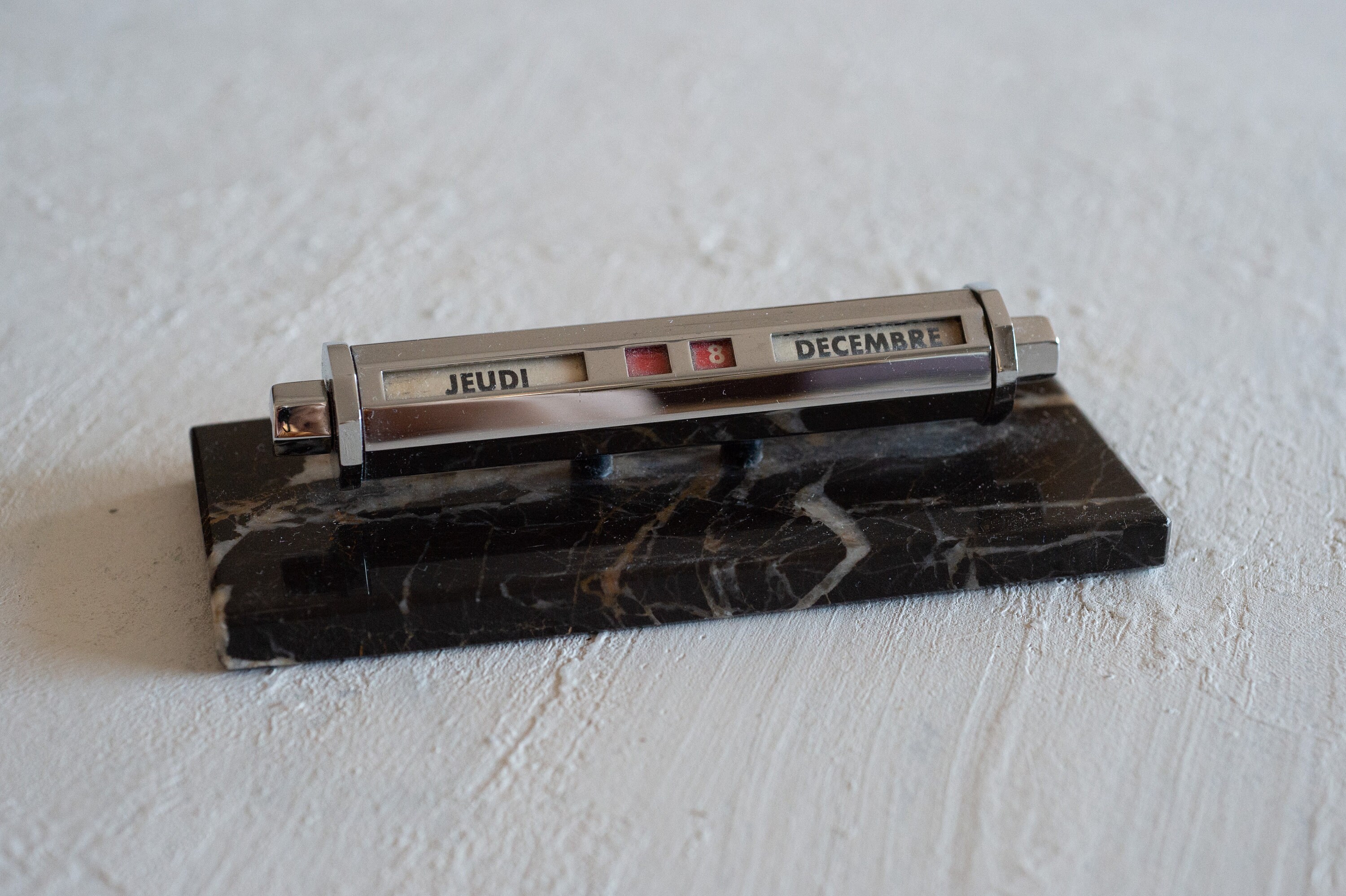 Vintage Perpetual Desk Calendar Art Deco Style With A Marble Plinth