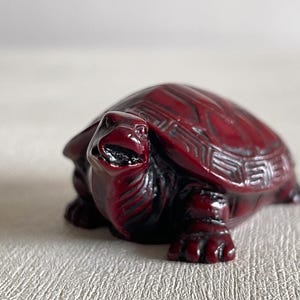 Vintage Red Resin Miniature Turtle Figurine