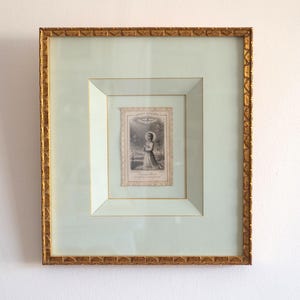 Tableau with a Pious Image in Canivet lace of 19th century and gilded frame with magnificent Marie-Louise (5/6)