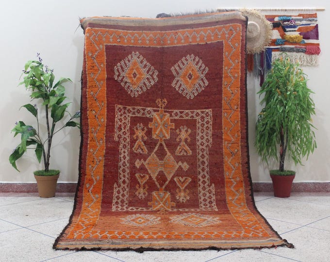 Authentic vintage moroccan rug - Boujaad - 10x5feet / 310x157cm - Collector tribal rug, long rug, traditional design in red
