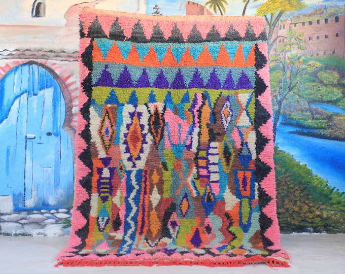 Custom Fabulous Boujad Rug, Authentic Moroccan Rug, Abstract Multicolored Carpet, Handmade Moroccan Rug, Bohemian rug
