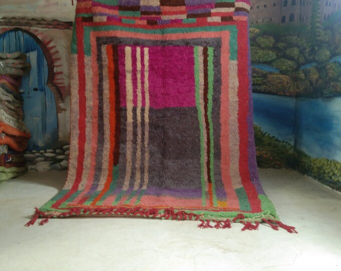 Custom Fabulous Boujad Rug, Authentic Moroccan Rug, Abstract Multicolored Carpet, Handmade Moroccan Rug, Bohemian rug