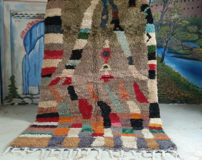 Custom Fabulous Boujad Rug, Authentic Moroccan Rug, Abstract Multicolored Carpet, Handmade Moroccan Rug, Bohemian rug