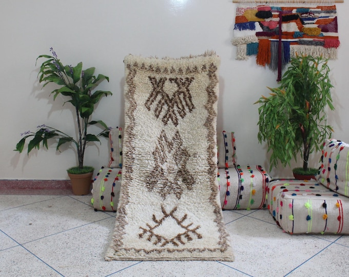 Moroccan rug, handmade beni ourain rug, Minimalistic wool rug, Vintage rug, Berber area rug, tapis marocain, wool rug