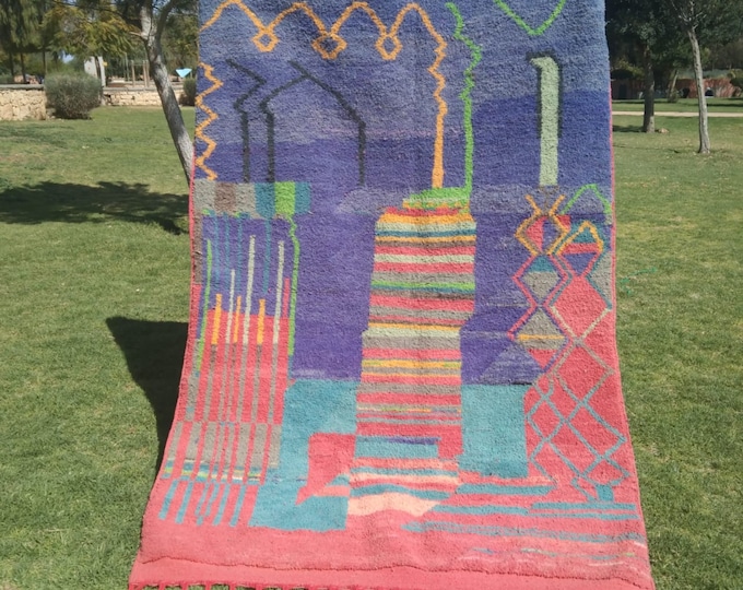 Moroccan Hand Knotted Rug - Oren Brown Rug - All Over Wool Rug - Colorful Rug - Custom Rug - Handmade Rug - Genuine Sheep Wool