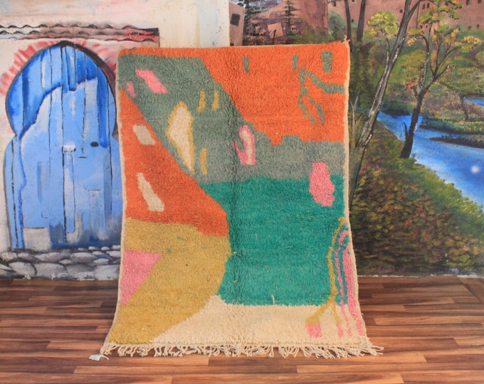 Colorful Moroccan Rug, Custom Fabulous Boujad Rug, Abstract Multicolored Carpet, Handmade Moroccan Rug, Bohemian rug