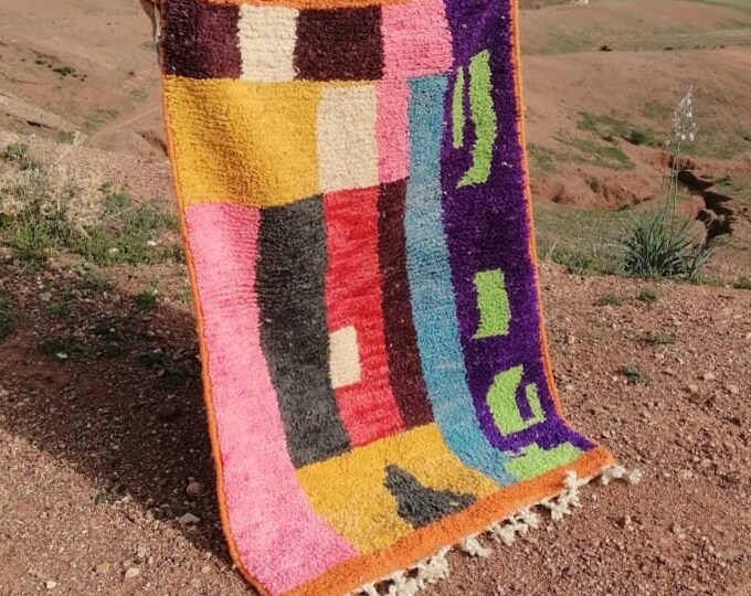 Custom Fabulous Boujad Rug, Authentic Moroccan Rug, Abstract Multicolored Carpet, Handmade Moroccan Rug, Bohemian rug