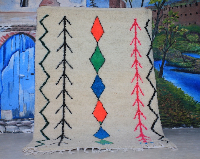 custom fabulous boujad rug, authentic moroccan rug, azilal rug, abstract multicolored carpet, handmade furniture, bohemian rug