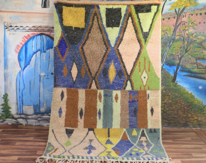Amazing Multicolored Rug - Custom Fabulous Boujaad Rug  -Handmade Rug - Moroccan Berber Rug - Traditional Moroccan Carpet