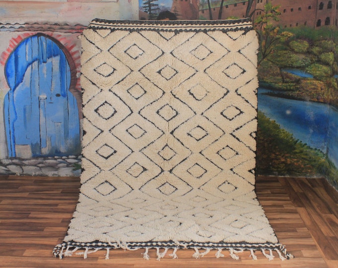 Moroccan Handmade rug ,Beni ourain style Morocco wool Berber Rug, modern rug, Hand woven rug, Azilal Berber style