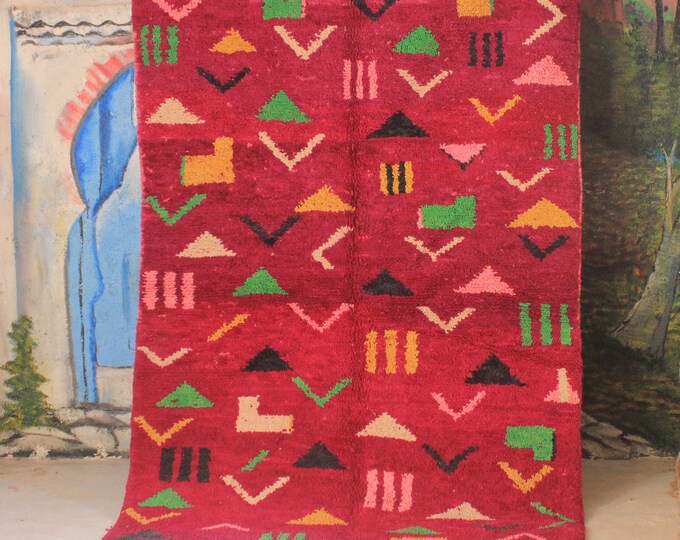 custom fabulous boujad rug, authentic moroccan rug, azilal rug, abstract multicolored carpet, handmade furniture, bohemian rug