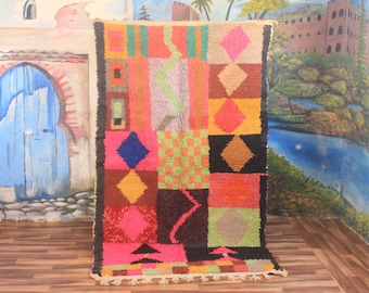 Custom Fabulous Boujad Rug, Authentic Moroccan Rug, Abstract Multicolored Carpet, Handmade Moroccan Rug, Bohemian rug