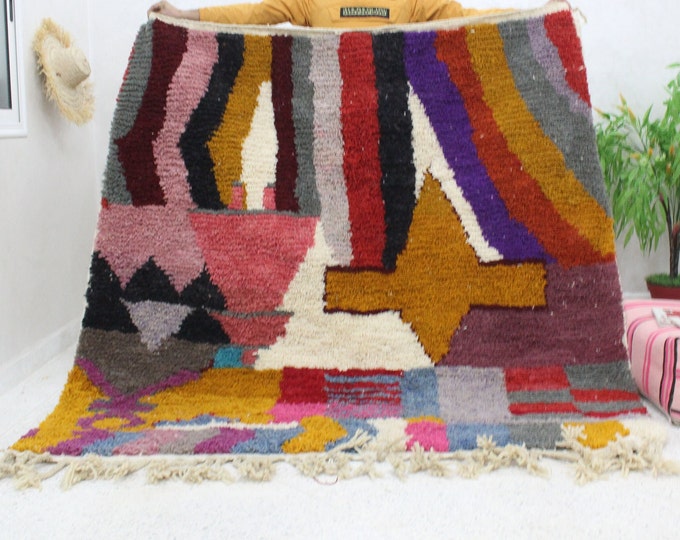 authentic moroccan rug 6x6 ft,  Boujaad Rug, Berber Wool Rug