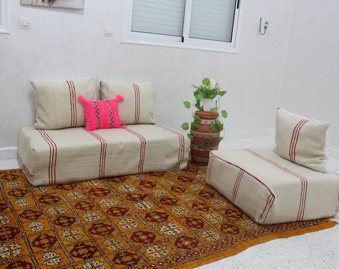 Moroccan sofa, Moroccan Floor sofa, Moroccan floor couch, set of floor sofa pillows pouf, floor pillows, floor pouf