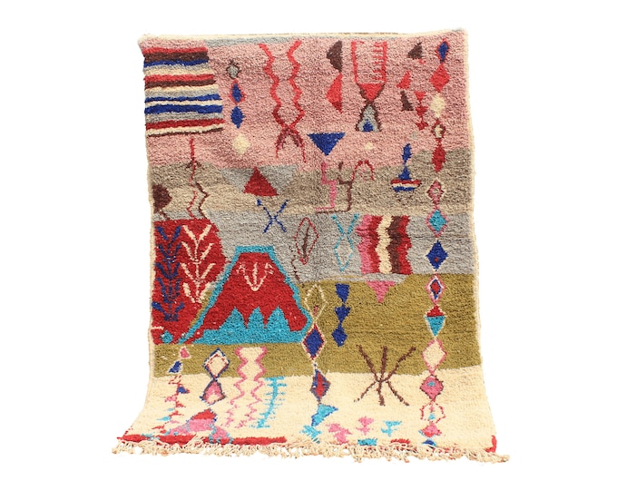 Authentic Moroccan Rug, Custom Fabulous Boujad Rug, Azilal rug, Abstract Multicolored Carpet, Handmade Moroccan Rug, Bohemian Rug
