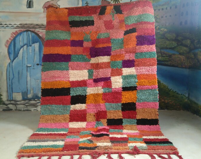 Custom Fabulous Boujad Rug, Authentic Moroccan Rug, Abstract Multicolored Carpet, Handmade Moroccan Rug, Bohemian rug