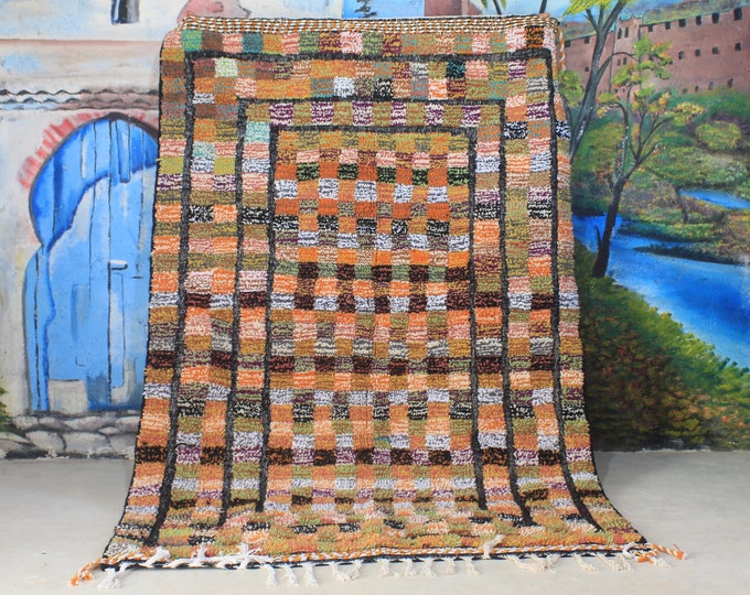 moroccan rug, custom fabulous boujad rug, authentic, azilal rug, abstract multicolored carpet