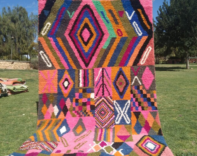 Custom Fabulous Boujad Rug, Authentic Moroccan Rug, Abstract Multicolored Carpet, Handmade Moroccan Rug, Bohemian rug