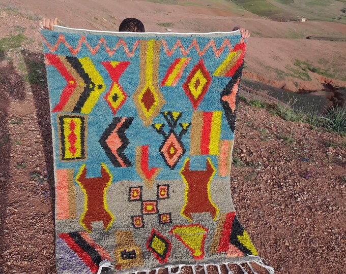 Custom Fabulous Boujad Rug, Authentic Moroccan Rug, Abstract Multicolored Carpet, Handmade Moroccan Rug, Bohemian rug