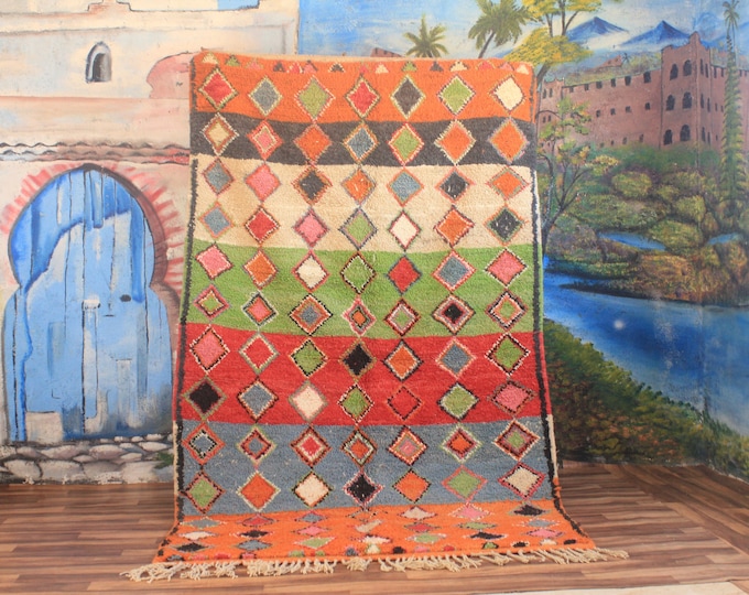 Custom Fabulous Boujad Rug, Authentic Moroccan Rug, Abstract Multicolored Carpet, Handmade Moroccan Rug, Bohemian rug