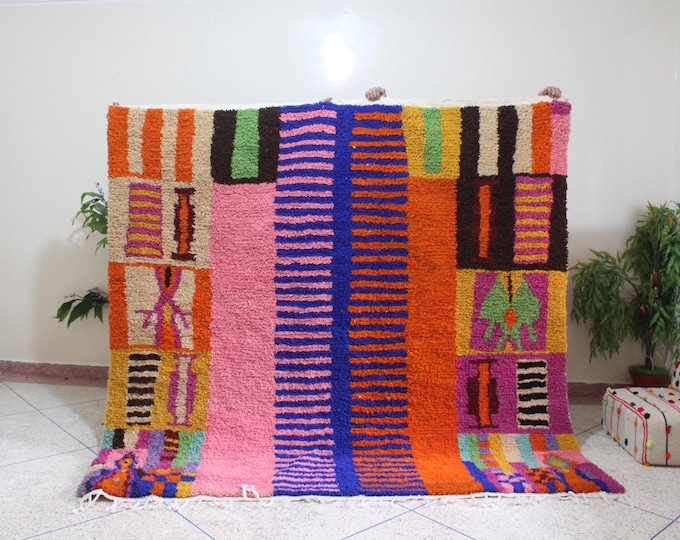Authentic Moroccan Rug, Custom Fabulous Boujad Rug, Azilal rug, Abstract Multicolored Carpet, Handmade Moroccan Rug, Bohemian Rug