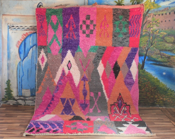 Amazing Multicolored Rug - Custom Fabulous Boujaad Rug - Handmade Rug - Moroccan Berber Rug - Traditional Moroccan Carpe