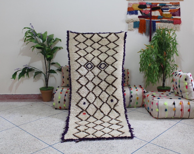 Authentic Moroccan Rug, Vintage Beni Ourain Rug, 5.6 Ft x 2.9 Ft,