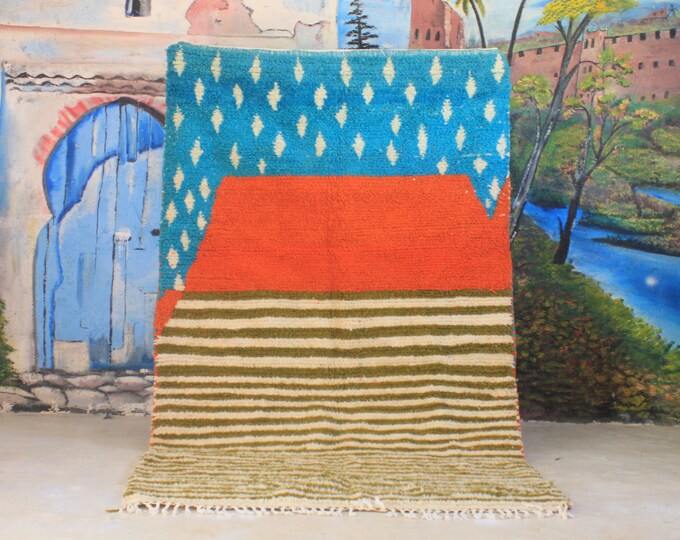 colorful moroccan rug, custom fabulous boujad rug, azilal rug, abstract multicolored carpet, handmade moroccan rug, bohemian rug
