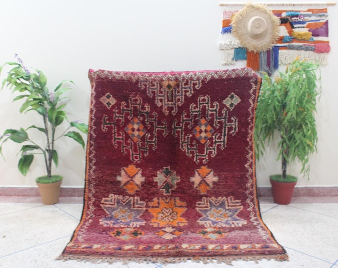 Amazing Multicolored Rug - Vintage Fabulous Boujaad Rug - Handmade Rug - Moroccan Berber Rug - Traditional Moroccan Carpet - 4.8x6.4ft