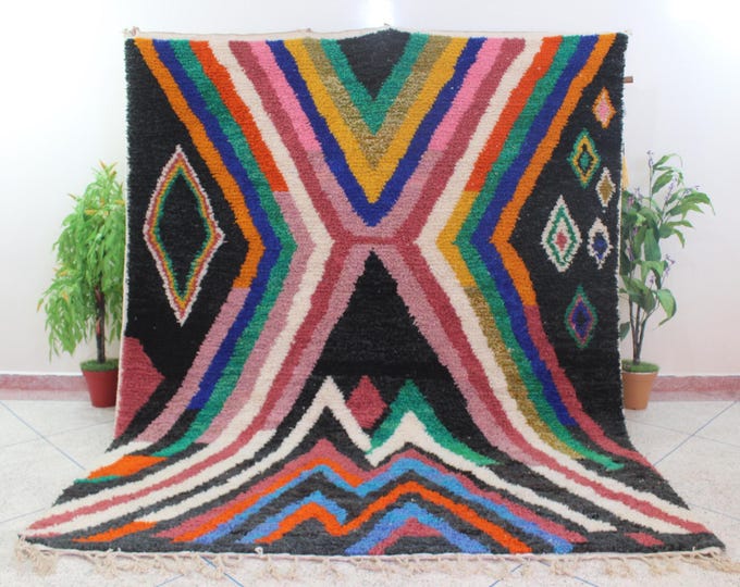 Premium Custom Moroccan Rugs, High Quality Wool Boujad Rug, Handmade Moroccan Shag Rug, Multicolor Living Room Bohemian Farmhouse Decor Rugs
