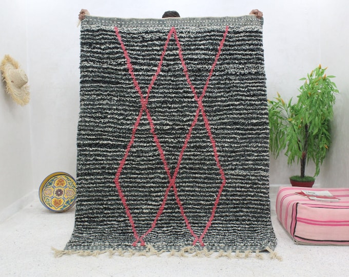 authentic moroccan rug 6x4 ft,  Boujaad Rug, Berber Wool Rug