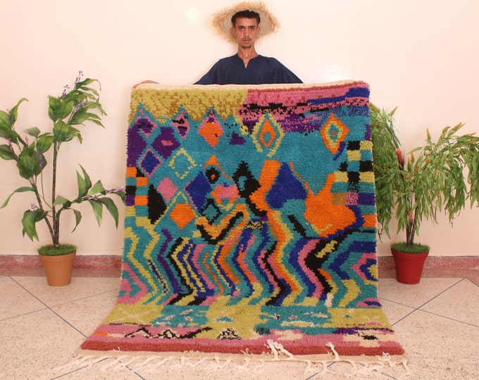 Boujaad Moroccan Rug, Custom Rugs For Living Room, Midcentury Modern Decor, Soft Area Rug, Handmade Home Decor, Morrocan Rug Bohemian