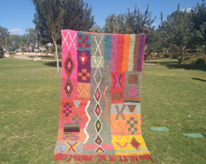 Custom Fabulous Boujad Rug, Authentic Moroccan Rug, Abstract Multicolored Carpet, Handmade Moroccan Rug, Bohemian rug