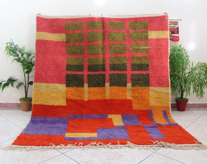 colorful moroccan rug, custom fabulous boujad rug, azilal rug, abstract multicolored carpet, handmade moroccan rug, bohemian rug