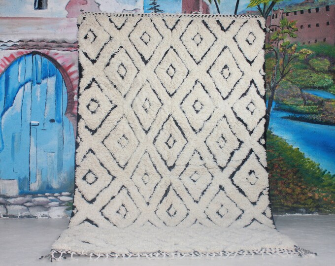 moroccan rug custom beni ouarain - authentic beni ourain rug, moroccan beni rug, natural wool area rug, handmade furniture