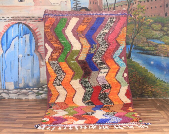 Custom Fabulous Azilal Rug, Authentic Moroccan Rug, Azilal rug, Abstract Multicolored Carpet, Handmade Moroccan Rug, Bohemian rug