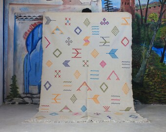 morocco rug, Moroccan Kilim Rug, white Kilim Rug, Moroccan Rug, Handmade Rug, Area Rug, Boho Rug, Bohemian Decor, Bedroom Rug