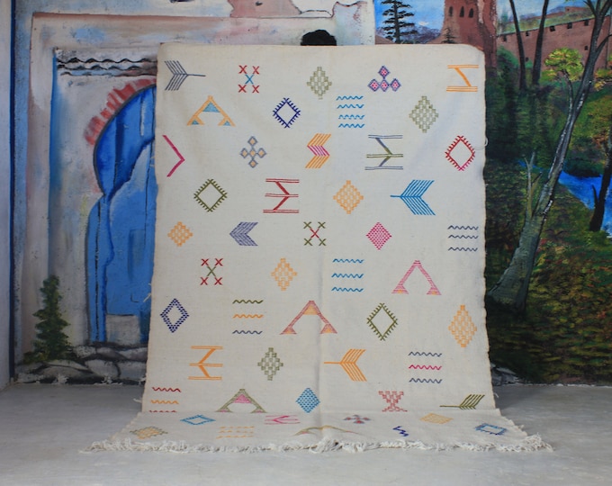 morocco rug, Moroccan Kilim Rug, white Kilim Rug, Moroccan Rug, Handmade Rug, Area Rug, Boho Rug, Bohemian Decor, Bedroom Rug