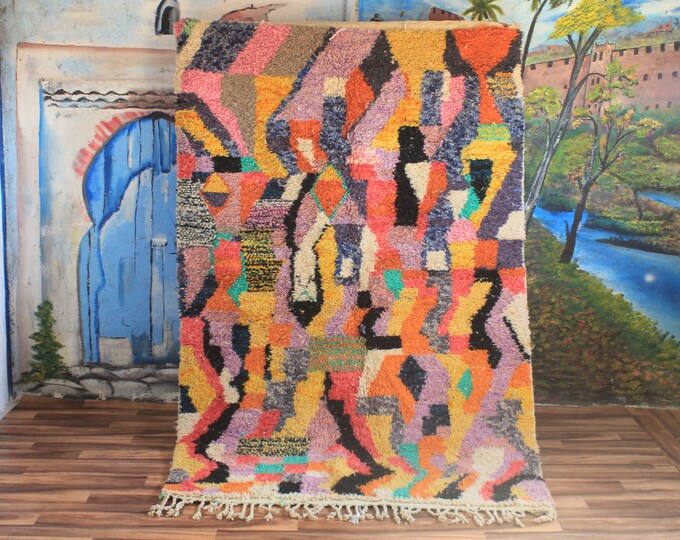 Colorful Moroccan Rug, Custom Fabulous Boujad Rug, Abstract Multicolored Carpet, Handmade Moroccan Rug, Bohemian rug