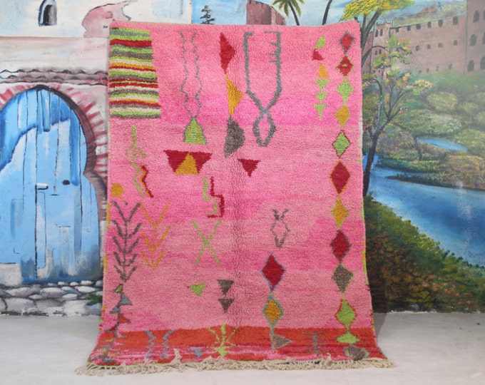 moroccan rug, custom fabulous boujad rug, authentic, azilal rug, abstract multicolored carpet