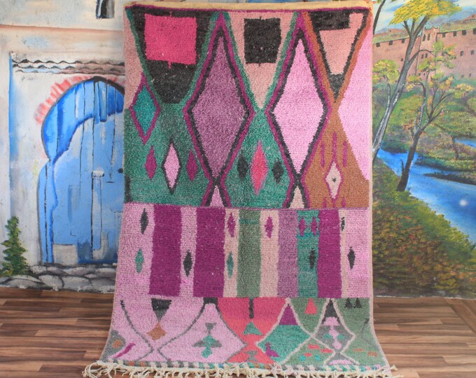 Amazing Multicolored Rug - Custom Fabulous Boujaad Rug  -Handmade Rug - Moroccan Berber Rug - Traditional Moroccan Carpet