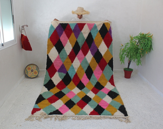 Handmade Authentic Moroccan Berber Wool Shag Custom Area Rug with Boujaad