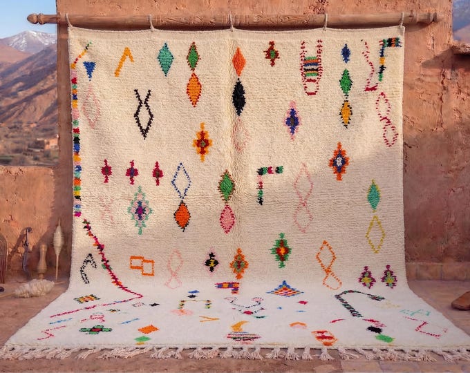Authentic Moroccan Rug, Custom Fabulous Boujad Rug, Azilal rug, Abstract Multicolored Carpet, Handmade Moroccan Rug, Bohemian Rug